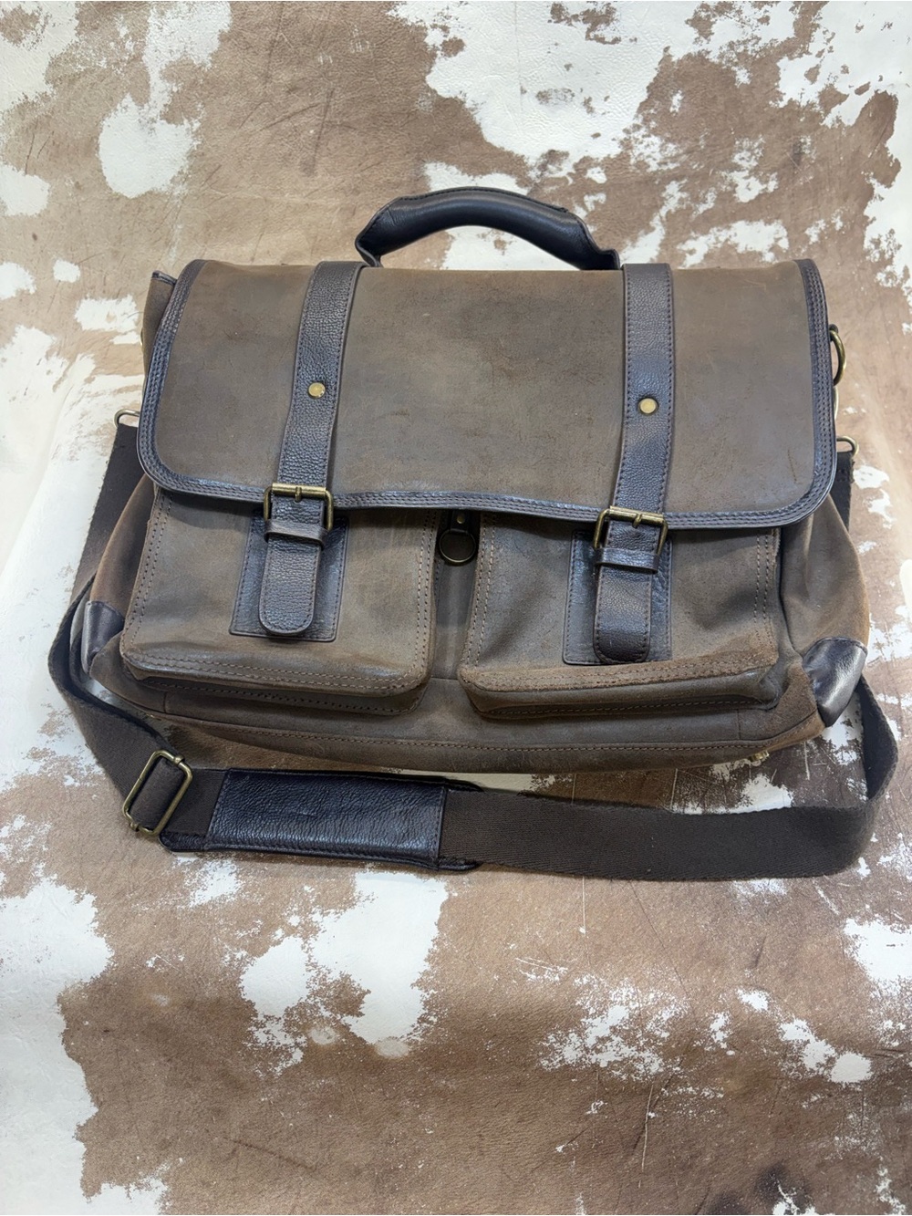Danier Brown Leather Briefcase/Messenger Bag